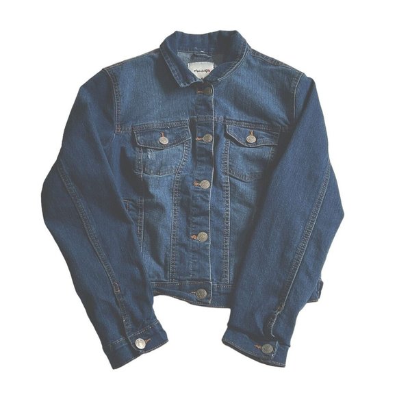MISS‎ SELFIE Denim Distressed Blue Jean Jacket Juniors' Size XL Button Down - Picture 1 of 11